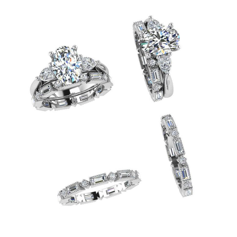 Dot Dash Diamond Band and Engagement Ring - Thenetjeweler