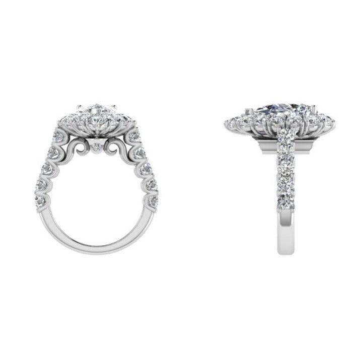 Pear Halo Diamond Engagement Ring 3.60 ct.tw - Thenetjeweler