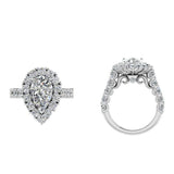 Pear Halo Diamond Engagement Ring 3.60 ct.tw - Thenetjeweler
