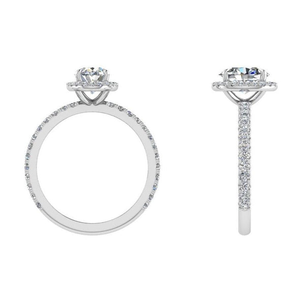 White Gold Oval Halo Diamond Engagement Ring - Thenetjeweler