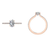Hidden Halo Oval Engagement Ring Rose Gold - Thenetjeweler