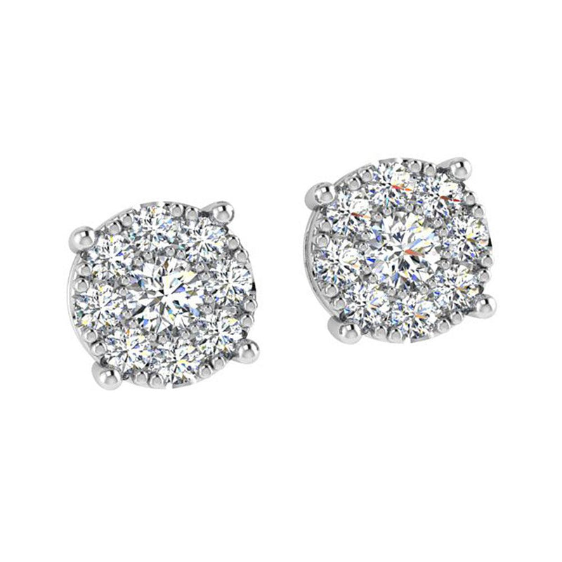 Diamond Halo Earrings White Gold - Thenetjeweler