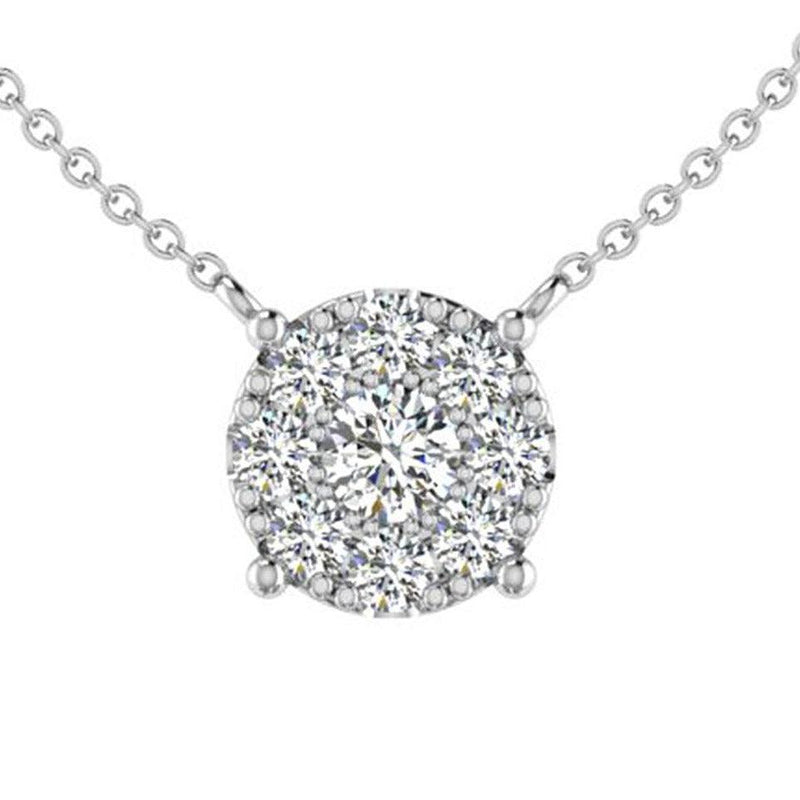Round Diamond Halo Pendant Necklace - Thenetjeweler