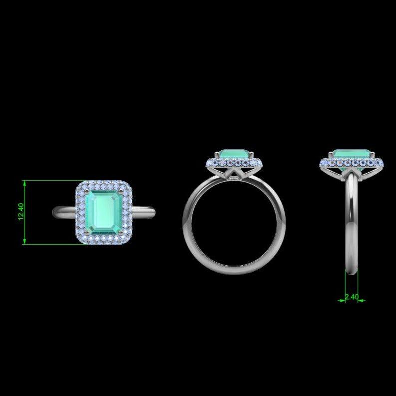 Emerald Ring Double Halo Diamond - Thenetjeweler
