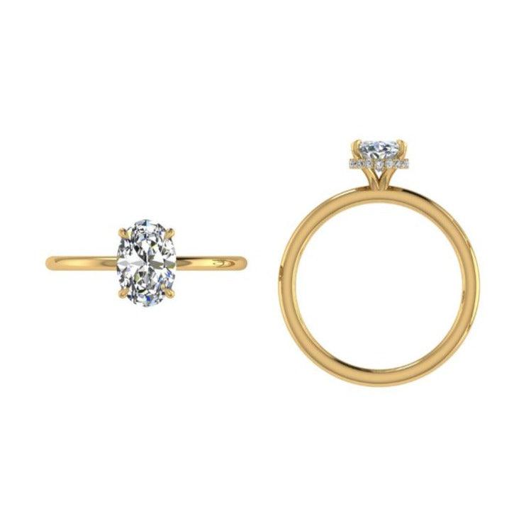 18k Gold Oval Diamond Engagement Ring Hidden Halo - Thenetjeweler