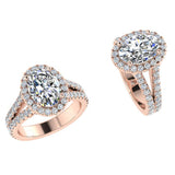 Split Shank Halo Rose gold Engagement Ring - Thenetjeweler