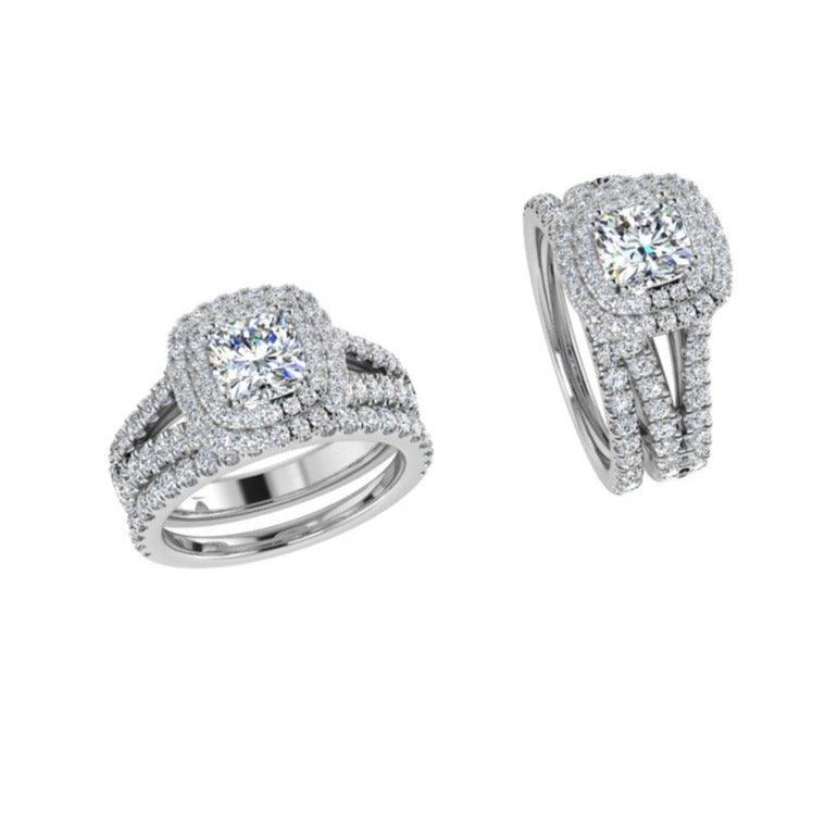 Diamond Engagement Ring and Wedding Band Set 0.95ctw - Thenetjeweler