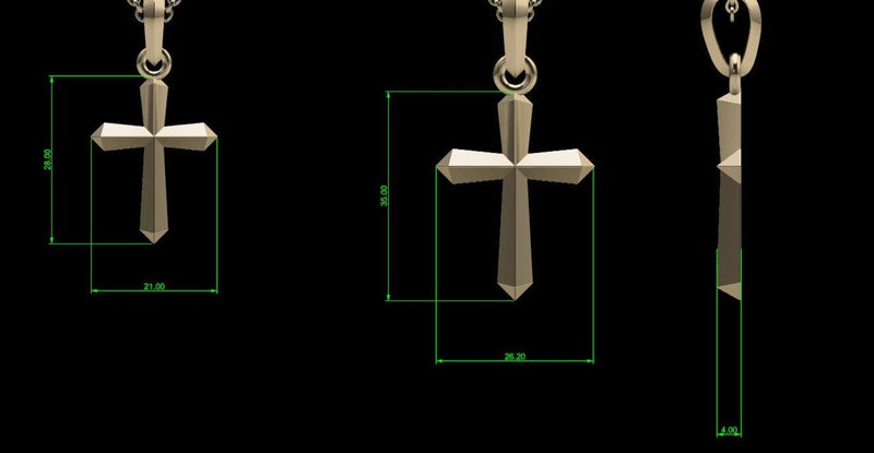 Plain Gold Cross Pendant 3D - Thenetjeweler