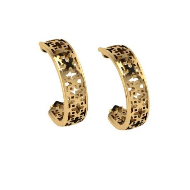 18k Yellow Gold Half Hoop Earrings - Thenetjeweler