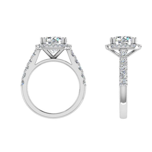 Cushion Diamond Halo Engagement Ring 18K Gold - Thenetjeweler