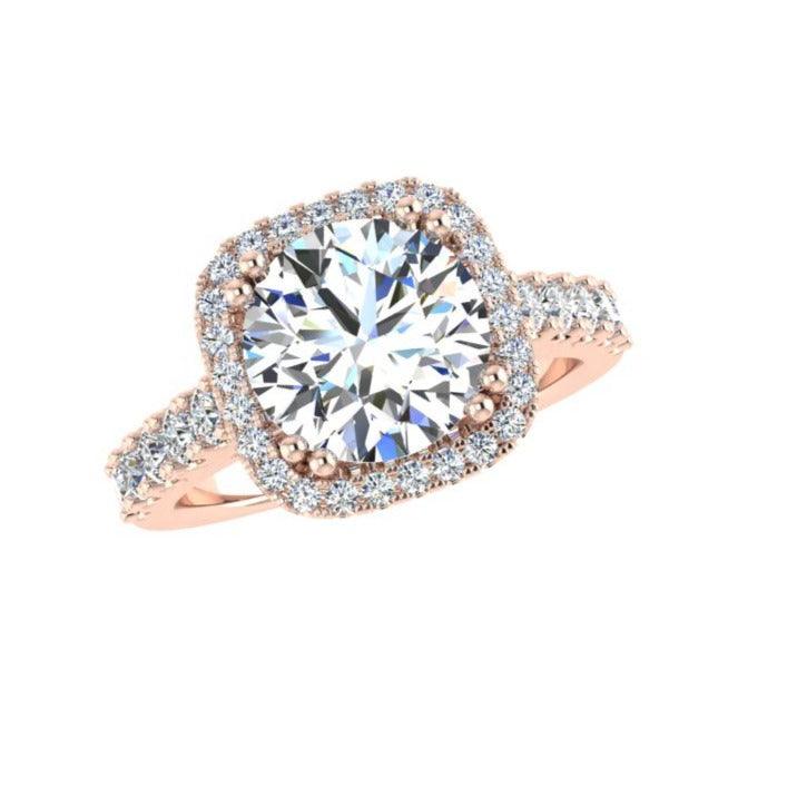 Cushion Diamond Halo Engagement Ring 18K Gold - Thenetjeweler