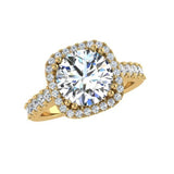 Cushion Diamond Halo Engagement Ring 18K Gold - Thenetjeweler
