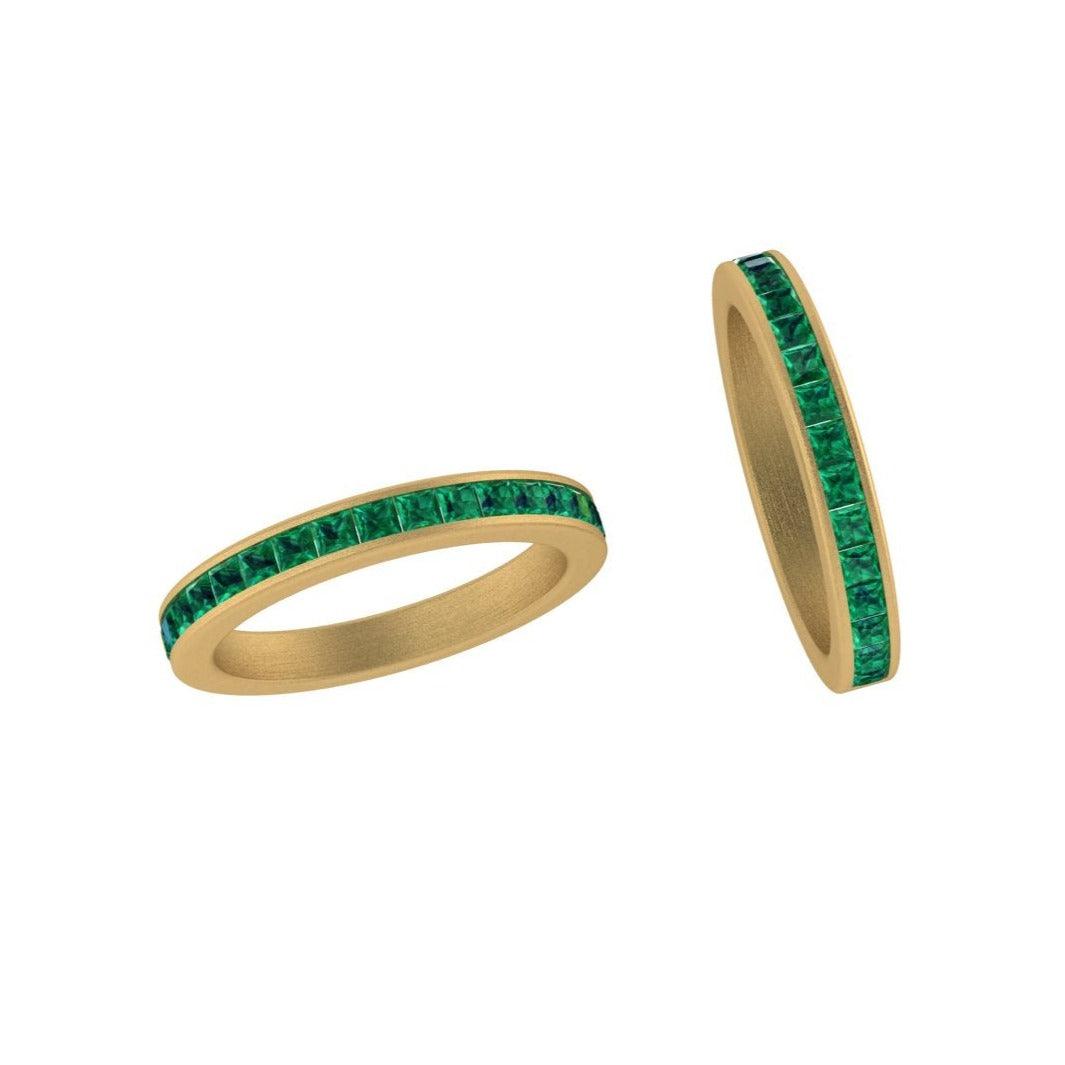 Channel Set Square Emerald Semi Eternity Band - Thenetjeweler