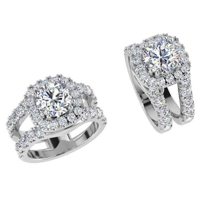 Round Diamond Halo Split Band Ring - Thenetjeweler