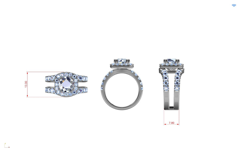 Round Diamond Halo Split Band Ring - Thenetjeweler
