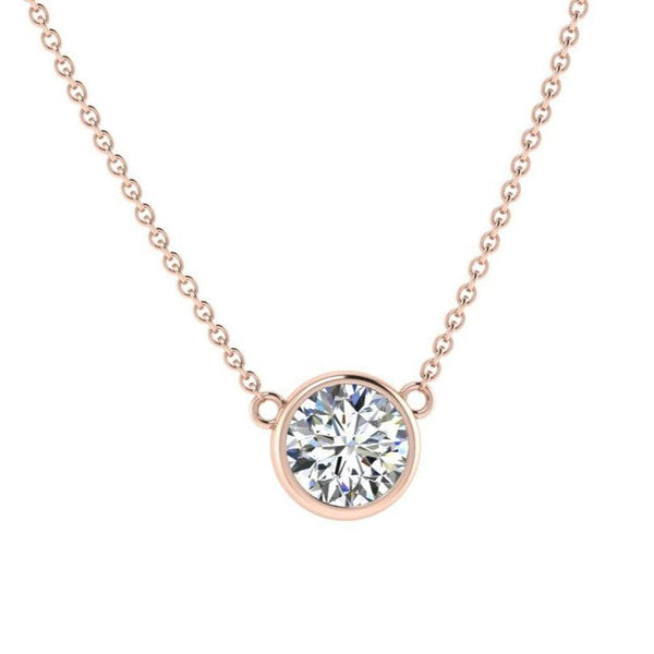 Bezel pendant necklace rose gold - Thenetjeweler