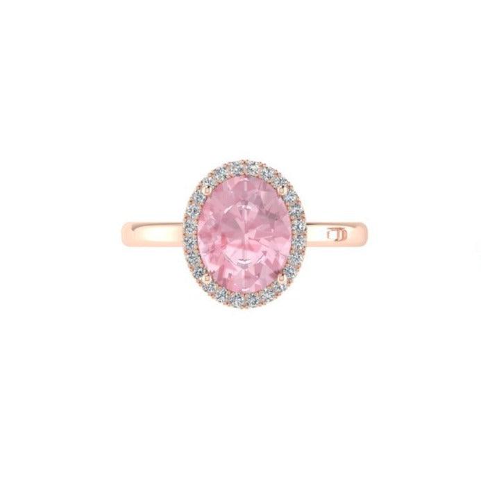 Oval Morganite and Eternity Diamond Wedding Band Bridal Set - Thenetjeweler