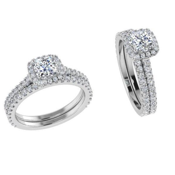 Diamond Engagement and Wedding Ring Set 14K White Gold - Thenetjeweler