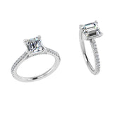 Princess Cut Diamond Side Stones Engagement Ring - Thenetjeweler