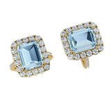 Aquamarine and Diamond Halo Ring 14K Gold - Thenetjeweler