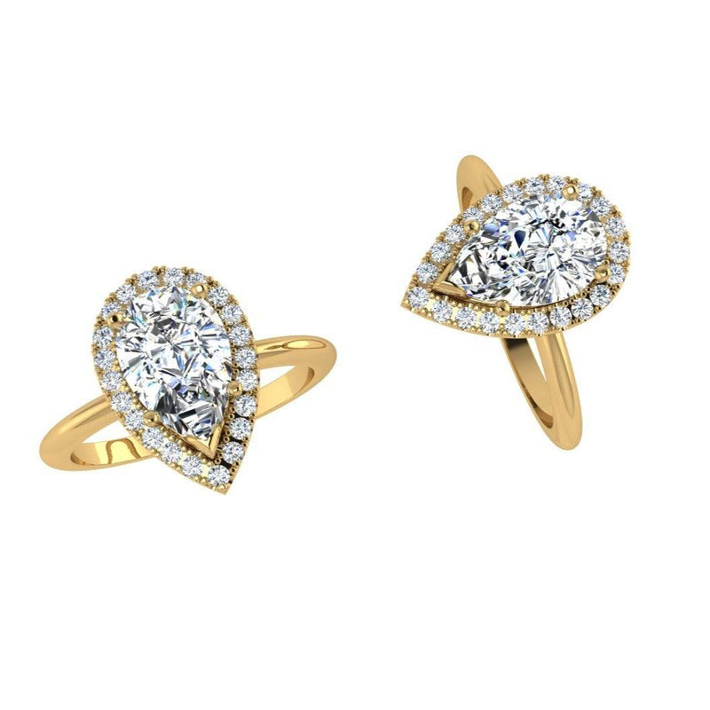 Pear Halo Diamond Engagement Ring - Thenetjeweler