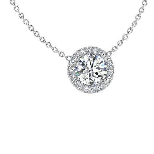Round Halo Drop Pendant - Thenetjeweler