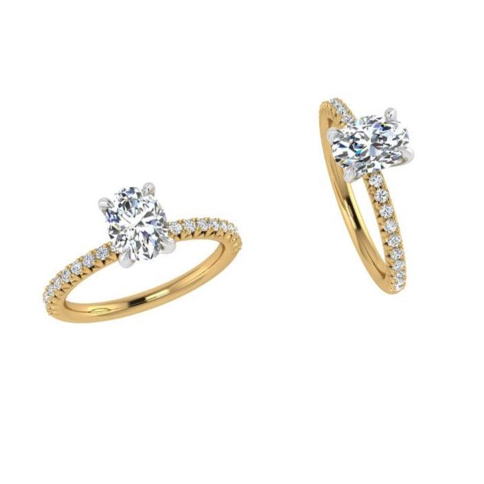 Two Tone Oval Diamond Engagement Ring - Thenetjeweler