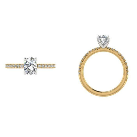 Two Tone Oval Diamond Engagement Ring - Thenetjeweler