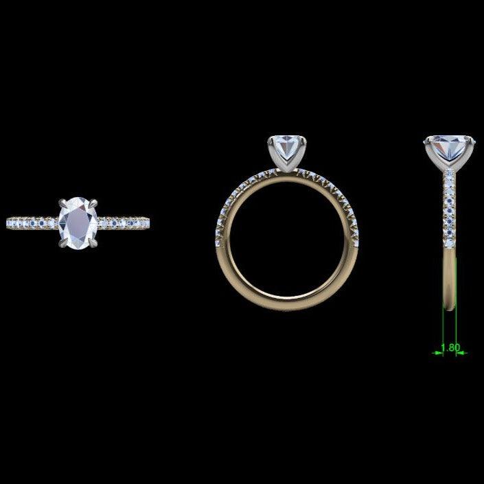 Two Tone Oval Diamond Engagement Ring - Thenetjeweler