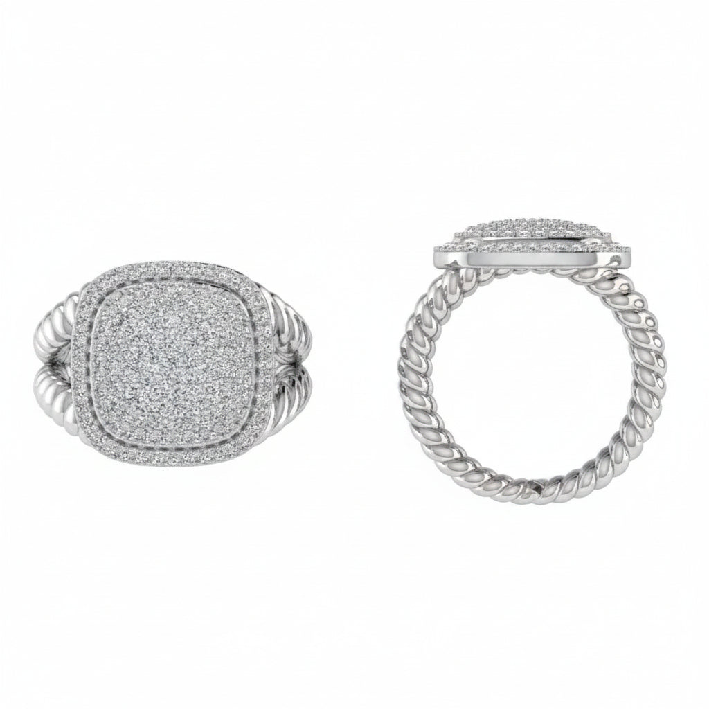 Diamond Ring Cable Split Band 14K Gold - Thenetjeweler