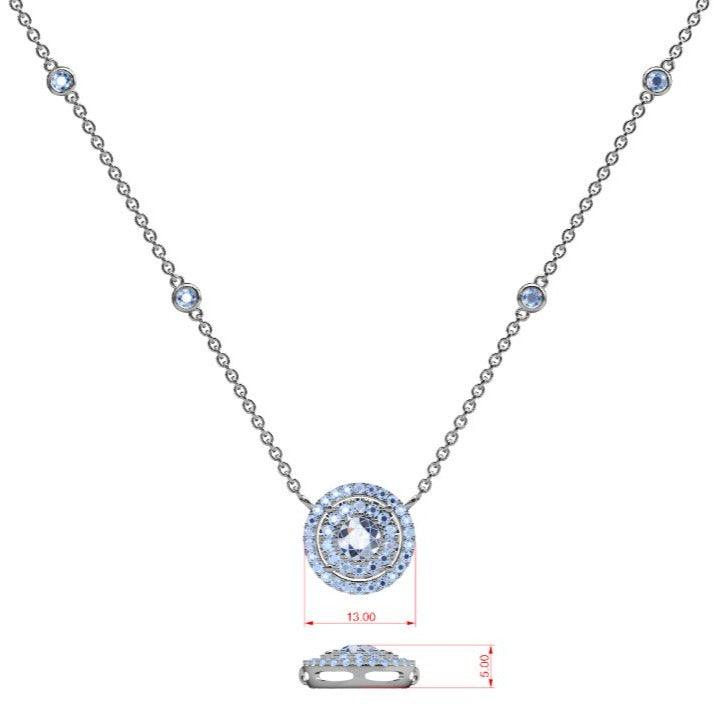 Double halo diamond pendant necklace - Thenetjeweler