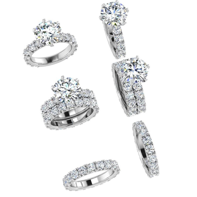 Round diamond engagement ring with Wedding band - Thenetjeweler