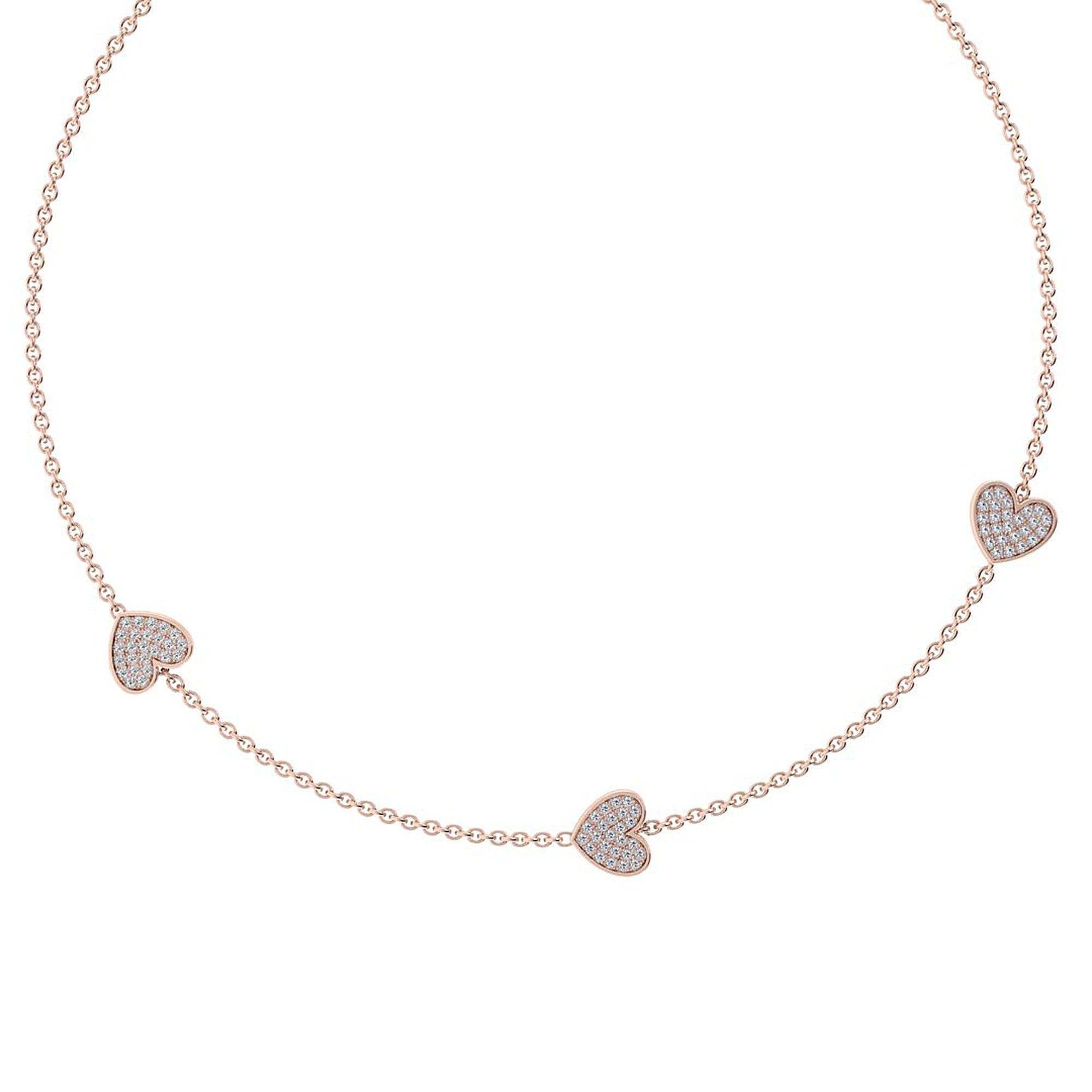 Triple heart necklace diamonds 0.26 CTW - Thenetjeweler