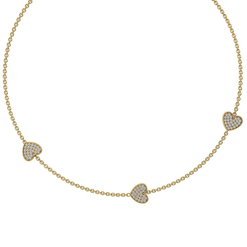 Triple heart necklace diamonds 0.26 CTW - Thenetjeweler