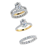 Bridal Set Solitaire Ring and Diamond Wedding Band in 14k 2-Tone Gold - Thenetjeweler