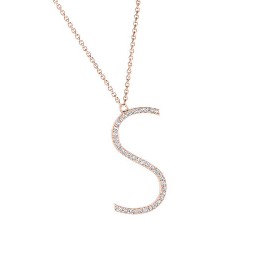 Diamond S Initial Pendant - Thenetjeweler