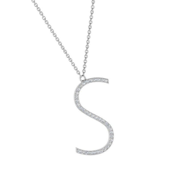 Diamond S Initial Pendant | TheNetJeweler