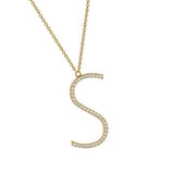Diamond S Initial Pendant - Thenetjeweler