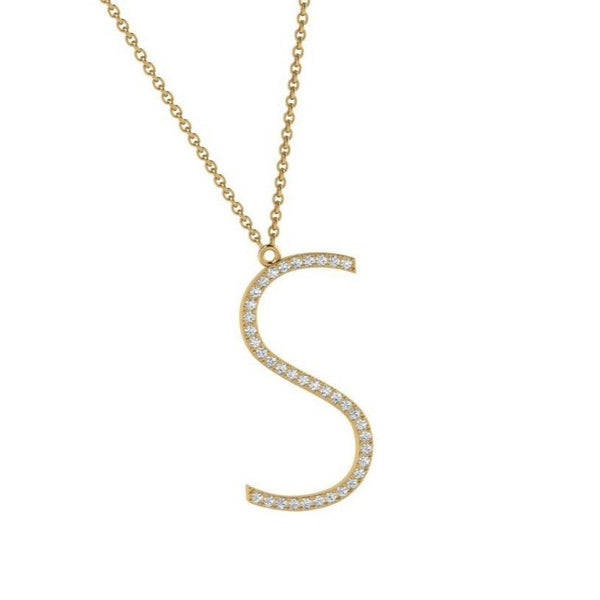 Diamond S Initial Pendant - Thenetjeweler