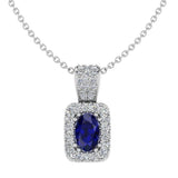 Sapphire and Diamond Halo Pendant Version 2 - Thenetjeweler