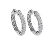 Three Row Diamond Hoop Earrings - Thenetjeweler