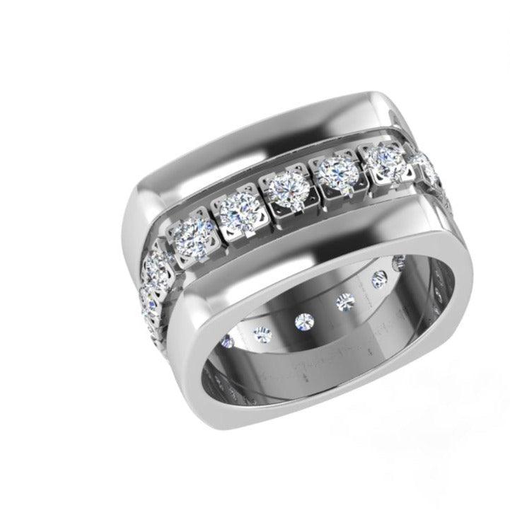 Square shaped Mens Diamond Wide Band Ring 1.47 ct - Thenetjeweler
