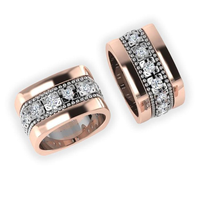 Men's Milgrain Diamond Ring 14K Rose Gold - Thenetjeweler