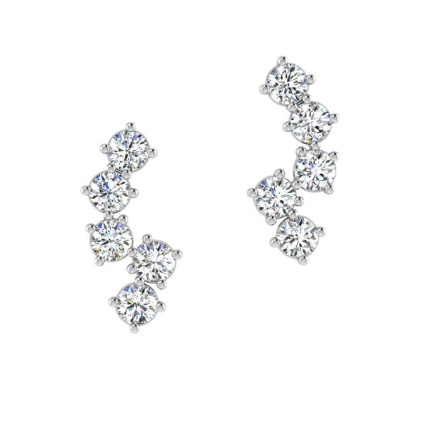 Diamond Five-Stone Climber Earrings - Thenetjeweler