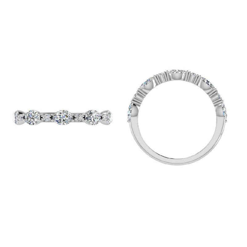 Oval and Round Diamond Semi Eternity Ring - Thenetjeweler
