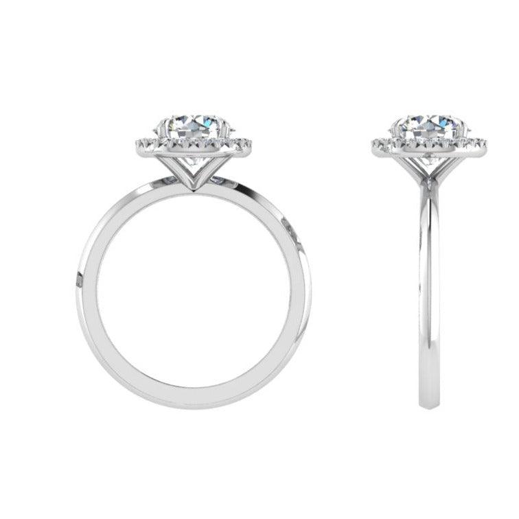 White Gold Round Diamond Halo Ring - Thenetjeweler