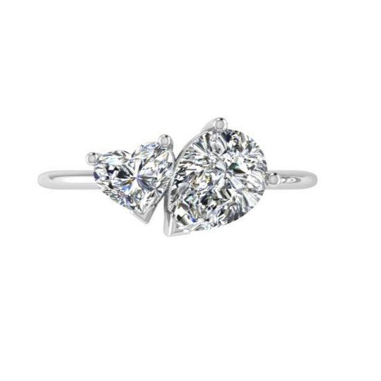 Heart and Pear Cut Diamond Ring 14K Gold - Thenetjeweler