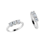 Three Stone Round Diamonds Engagement Ring - Thenetjeweler