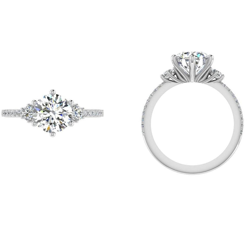 Round Diamond 3 Stone Engagement Ring - Thenetjeweler