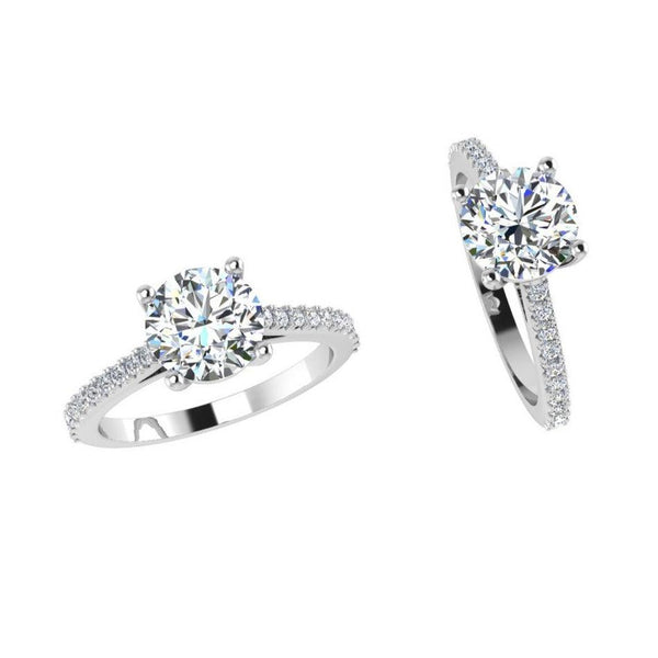 Round Diamond Side Stone Engagement Ring - Thenetjeweler